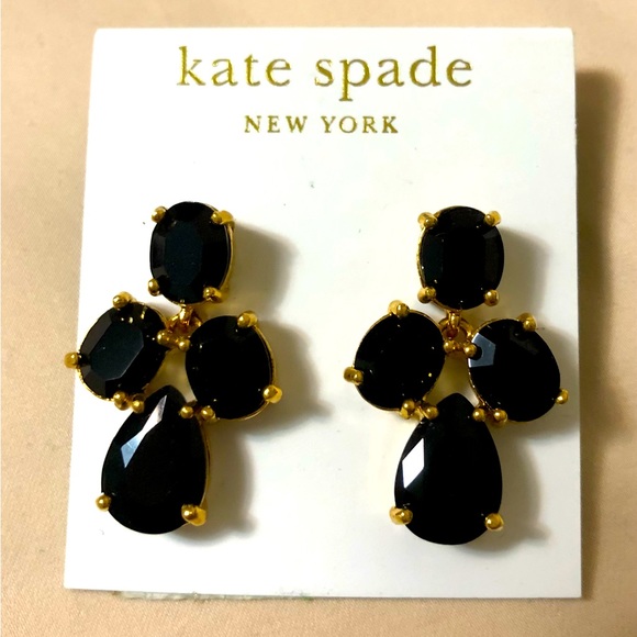 Kate Spade New York Black Chandelier Gold Tone Earrings